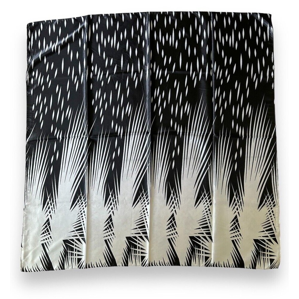 Black Scarf With White Geometric 35” X 35” Women Headscarf Scarve